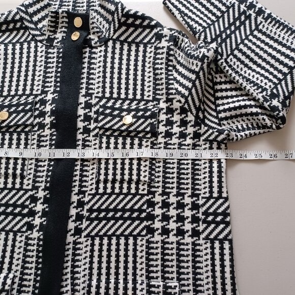 Anne Klein Black White Glen Plaid Knit Coat - Picture 12 of 16